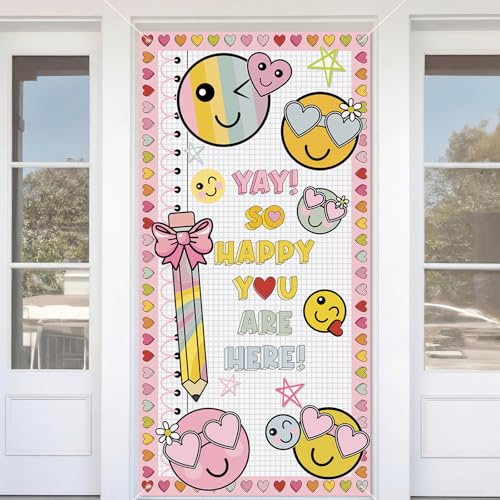 HunnmingRe Pastel Smile Face Classroom Decor Back to School Banner Decor