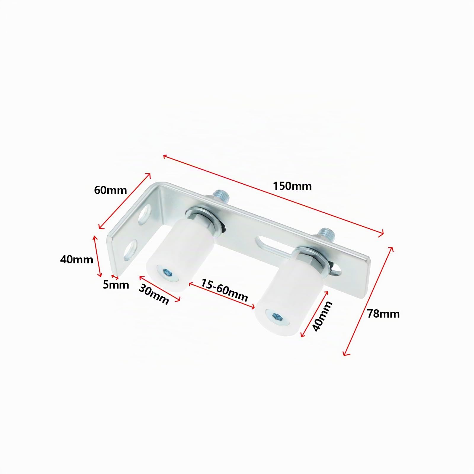 EMSea 1 lot de guides de portail, bloc de guidage pour porte de cour, cadre de roue en zinc blanc, 30 x 40 mm, rouleau pour porte coulissante, portail d'usine