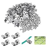 Axincardarm 200 Pcs Fencing Mounting Clips Stainless Steel Fence Wire Clamp with Screws, Agricultural Wire Fence Clips for Mount Wire Mesh, Wood Wall, Panels