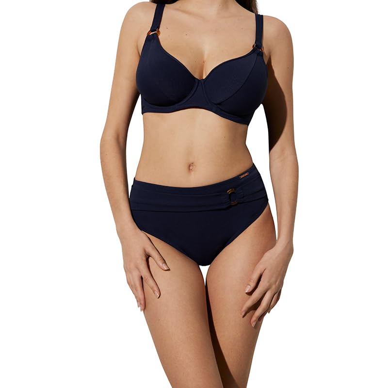 YSABEL MORA Braga Conjunto de Bikini Alta Reductora Tejido micropiqué Marino