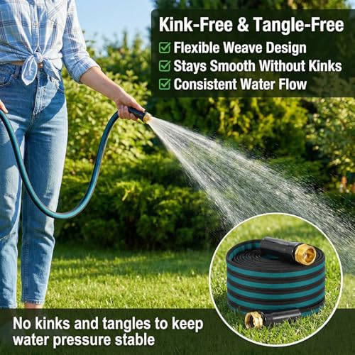 50FT Lightweight Garden Hose – Kink-Resistant, Flexible, High-Pressure Hose for Outdoor Watering, Lawn Care, Garden, and Car Cleaning - Image 3