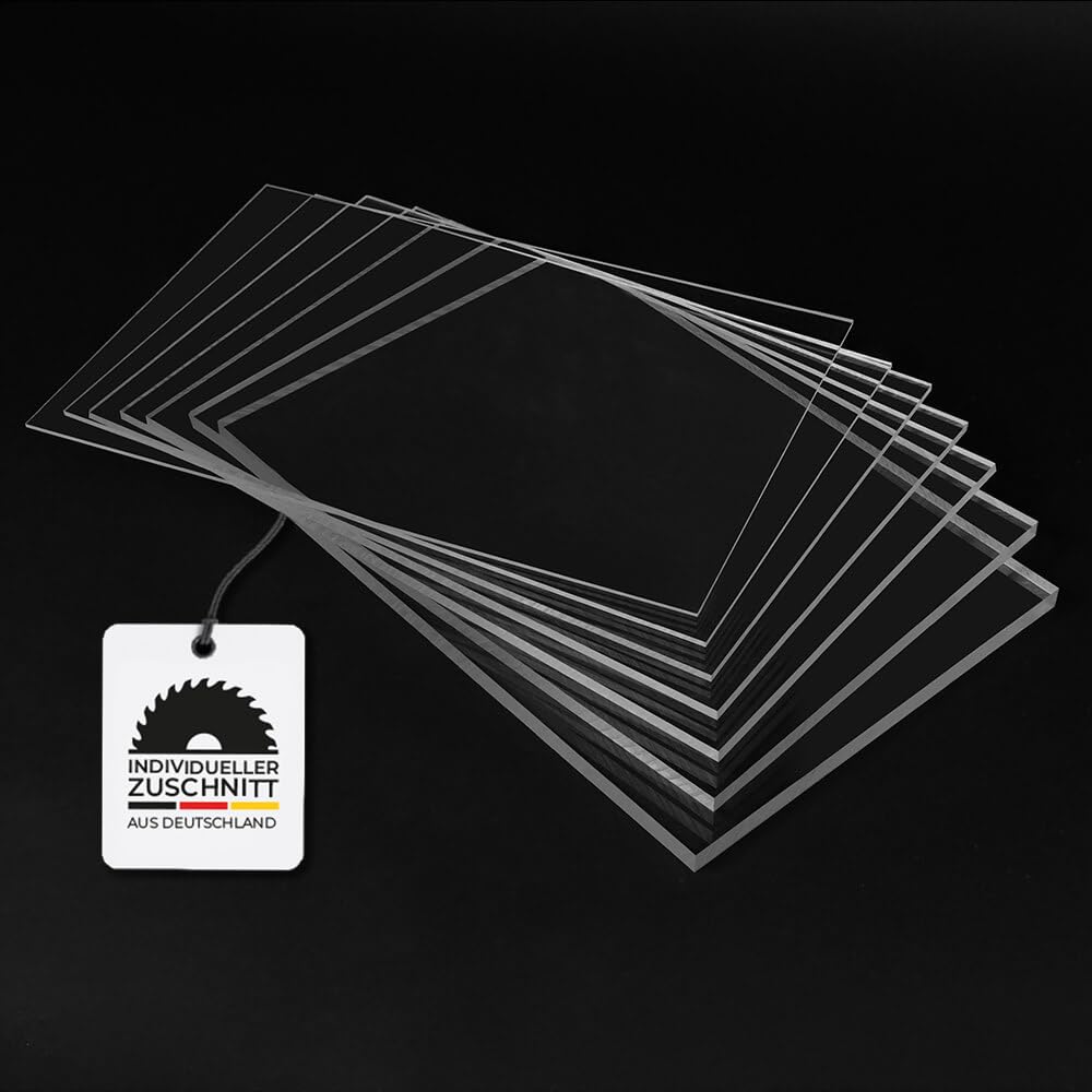 HausFux Acrylglasplatten – Zuschnitt nach Maß – Transparent – 2–10 mm stark – XT – UV-beständig, bruchsicher, glasklar (4 mm - XT, Transparent, 10 x 10 cm)
