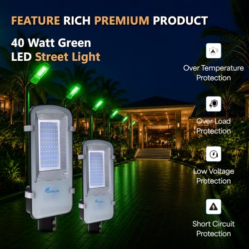 Image of Forus 40W Green Street Light Outdoor LED IP66 Waterproof Decorative Focus Lamp for Road Garden Events Security Terrace Landscape Pathway Building Festival Stage Party Celebration Lighting - 1 Pc