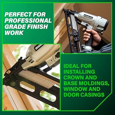 Metabo HPT Finish Nailer with Air Duster, Pro-Preferred Pneumatic Power Nailer for Crown Moldings, Base Moldings, and More, Selective Actuation, 15 Gauge Angled, 1-1/4 to 2-1/2 Finish Nails, NT65MA4