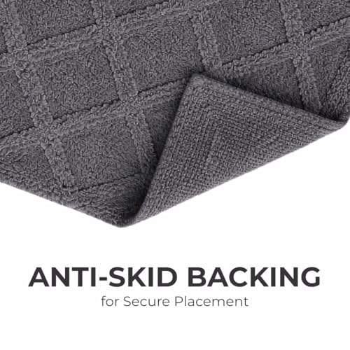 Image of Premium Combed Cotton Tufted Bathmat 50 x 80 cm, 1800 GSM Soft Absorbent Anti Skid Bathroom Floor Mat with Latex Backing, Quick Dry Non Slip Bath Rug for Shower & Daily Use, Diamond Grey