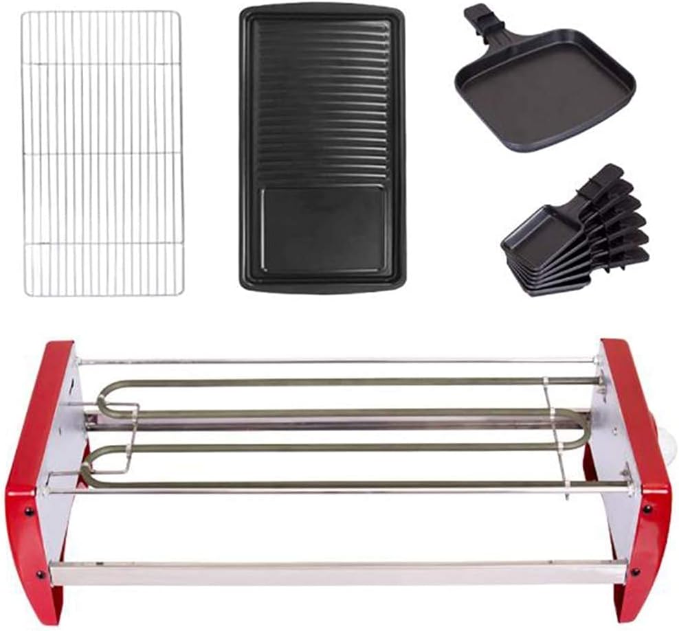 Barbecue Grill 1800W Indoor Smokeless Grill Double Layer Household Electric Baking Pan Healthy Non-Stick Material 360° Gyro Heating Tube 3 Speed Adjustable Temperature Separate Desig