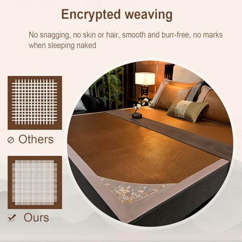 Tapis rafraîchissant d'été en bambou pliable lit 120cm bicolore