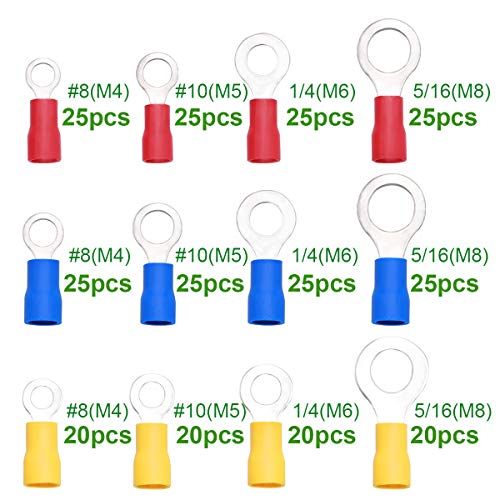 Smseace MX-SM-05 280Pcs Insulated Ring Terminals Red Yellow And Blue O-Type Wire Connector Electrical Crimp Terminal Awg 22-16 16-14 12-10 Connectors Assortment Kit Sm-05 thumb #2