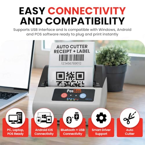 Image of 80mm (3 Inches) Bluetooth 2 in 1 Label + Receipt Direct Thermal Printer with Auto Cutter