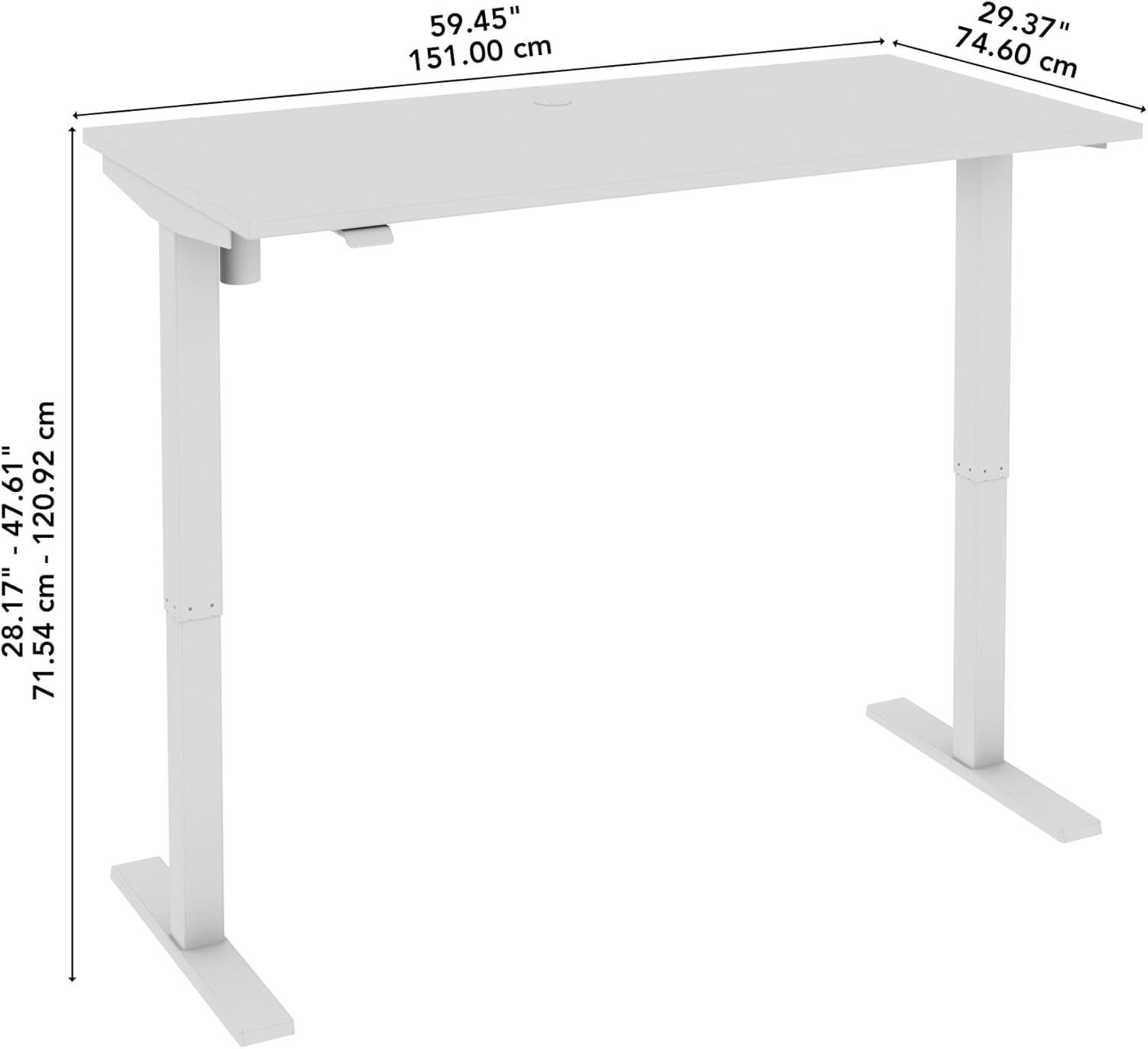 Bush Business Furniture 60-inch Electric Height Adjustable Standing Desk, Ergonomic Sit-Stand Computer Table for Home and Professional Office, Move 40 Series, Platinum Gray with White Base