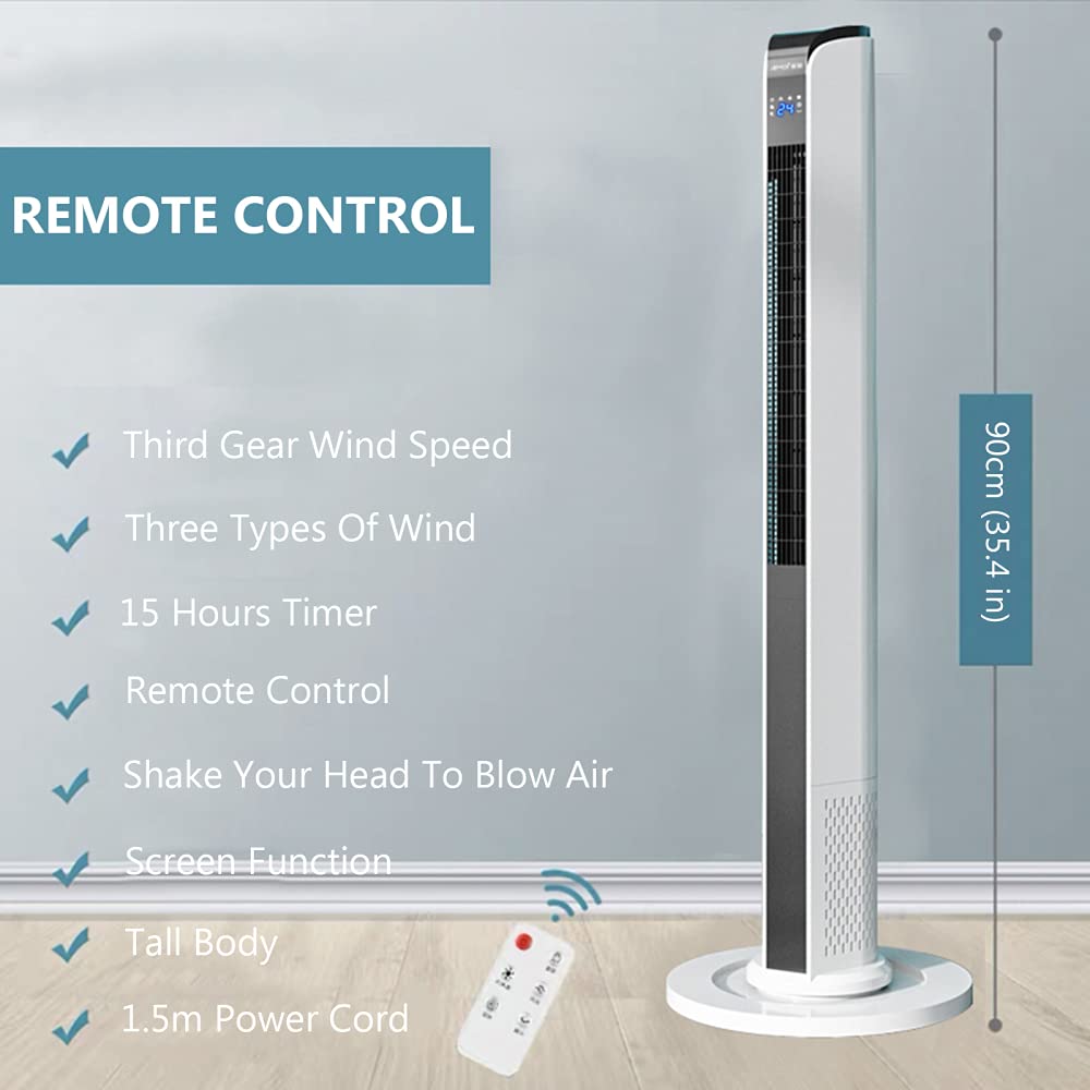 ZXCVB Ventilador De Torre Oscilante,110cm, Oscilación De 90° 40W, 3 Velocidades, 3 Modos Ventilador Columna Con Mando A Distancia,Ventilador Super Silencioso,90cm