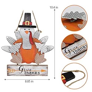 Zcaukya Wooden Board Carved Give Thanks Indoor Hanging Turkey Decor for Home Office Bedroom Kitchen Thanksgiving Harvest Day Decorations Zcaukya Wooden Board Carved Give Thanks Indoor Hanging Turkey Decor for Home Office Bedroom Kitchen Thanksgiving Harvest Day Decorations