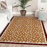 WEECHAINGE Alfombra 60x120cm Marrones Salón Alfombrilla Lavable con Respaldo Antideslizante y Tapete de Flores Margarita Que no se Suelta para Dormitorio Esterilla Suelo Minimalista Suave Pelo bajo