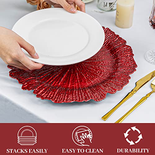 Juego de 12 platos decorativos redondos rojos de plástico miniatura 3