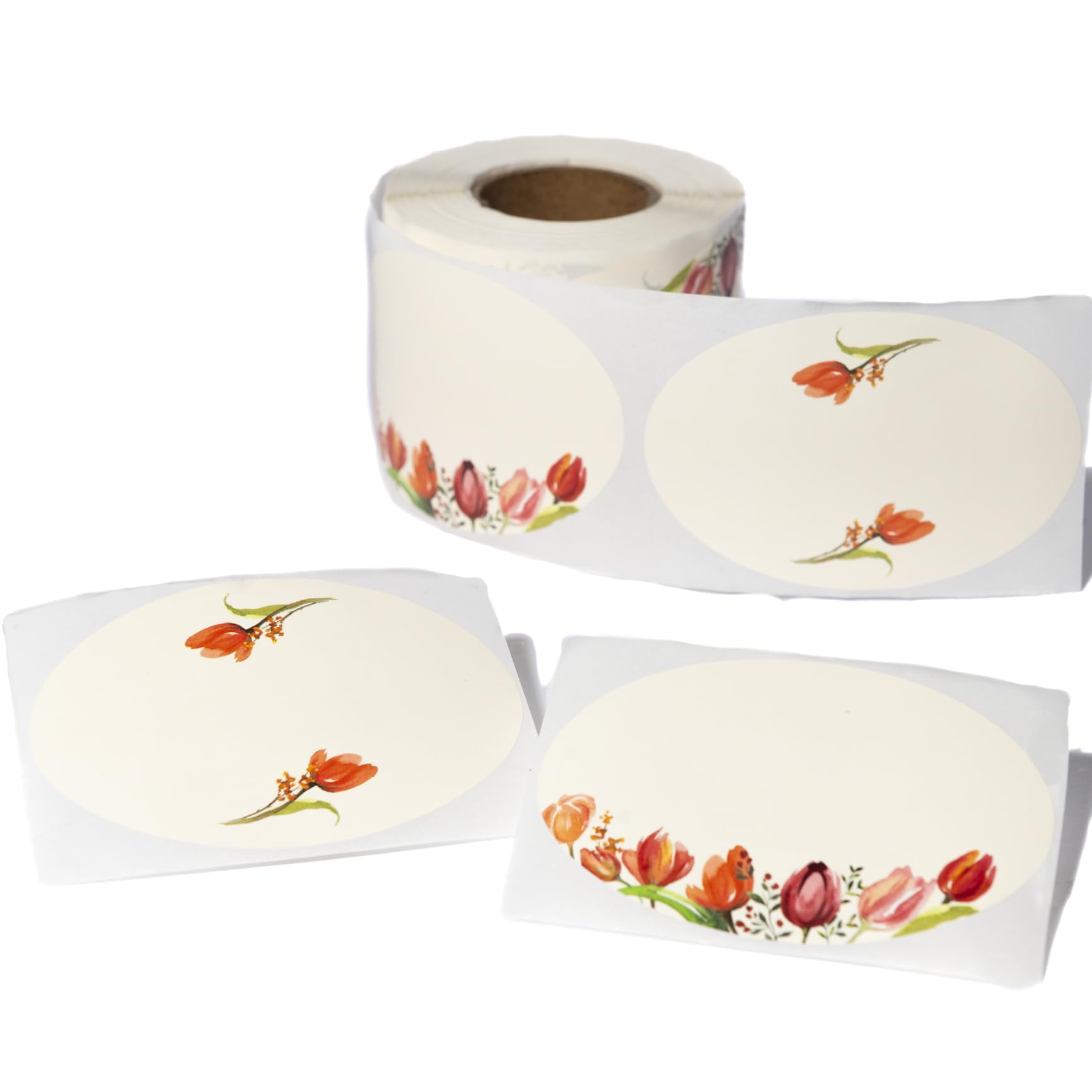 MONESTWaterproof Label Stickers for Jars and Lids, Pantry, Mason Jar, Canning, Spice, Bottle Labels (Red Tulip 2"x3")