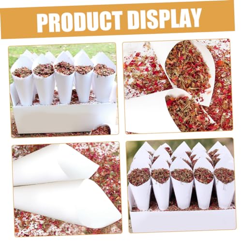 Conos de papel para confeti, 60 unidades, blanco miniatura 5