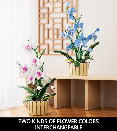 Image of Icons Orchid Flowers Building Set, Exquisite Orchid Bonsai for Adult- Compatible with Lego Flowers, Ideal for Mothers and Valentine's Day Display (1192pcs)