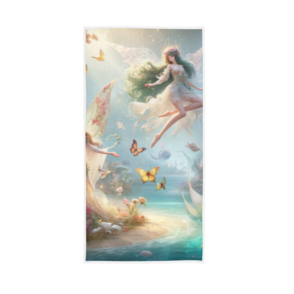 LSRCPD Fairy and Mermaid Hand Towel, Multipurpose Absorbent Towels for Bathroom, Gym, Hotel, Spa 15 x 30 Inches