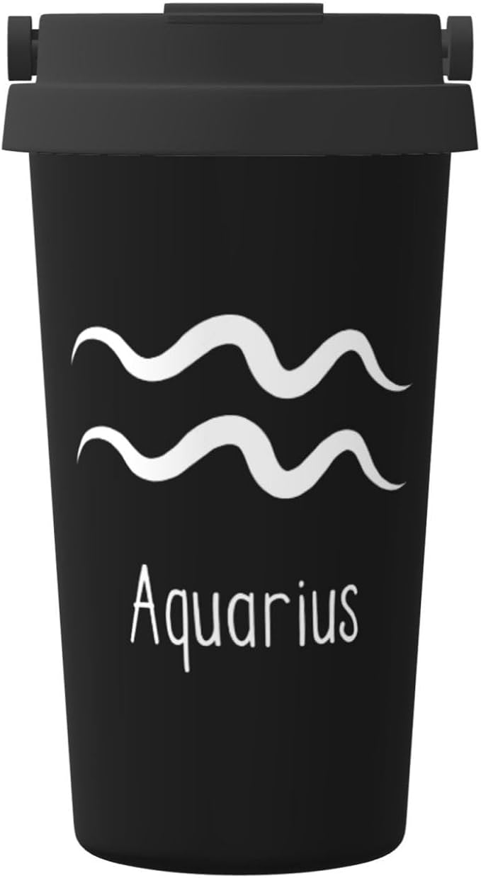 Aquarius Sign Coffee Cup Stainless Steel With lid Coffee Mug, For Home, Office, Travel