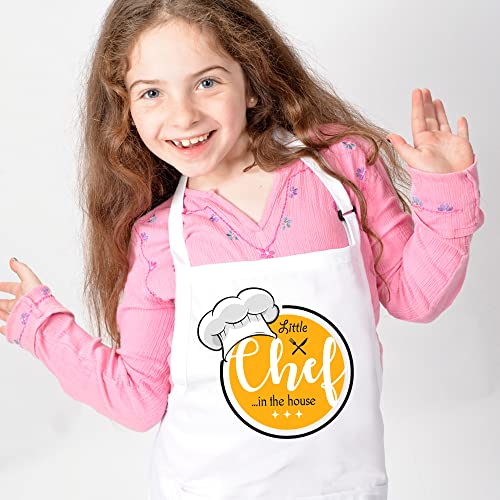 Image of Little Chef Polycotton White Chef Apron and Cap Costume for Babies /Kids Photoshoot, Cooking, Art & Craft, Fun Activities Etc.