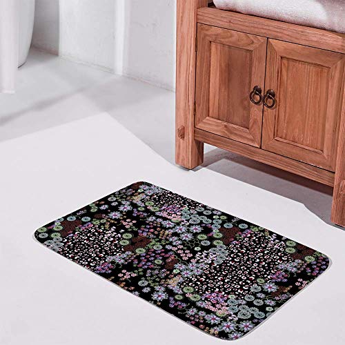 Tapis de bain lavable en machine imprimé fleurs de 36 x 61 cm - 3