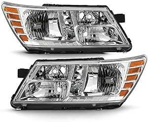 ACANII - For 2009-2018 Dodge Journey Chroem Housing Headlights Headlamps Assembly Replacement Driver & Passenger Side