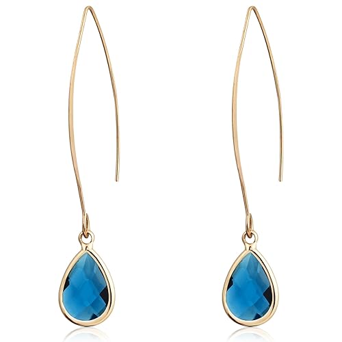 18K Gold Plated Teal Earrings Handmade Lake Blue Drop Dangle Earrings for Women Hypoallergenic Blue Jewelry for Sensitive Ears