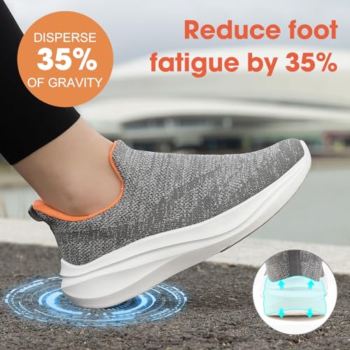 ZOVE Wide Toe Box Shoes Women Hands Free Wide Walking Shoes Ultra Light Tennis Breathable Wide Width Running Sneakers Athletic Gym Workout Trainers 8812 Grey 424