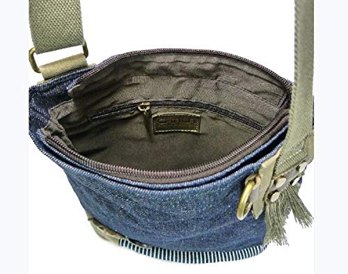 Chala Patch Cross-Body Women Handbag, Blue Denim Canvas Messenger Bag4