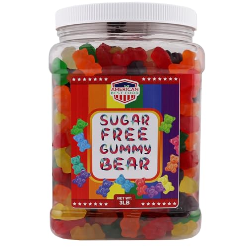 Assorted Color Rainbow Gummy, Jar (3 lb) (Sugar Free Bear)