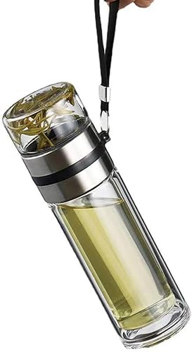 Miniatura 7 de RUIBOLU Botella infusora de té de vidrio de doble pared de 15 onzas, botella de agua, separación de té y agua, taza con infusor de té, botella de té