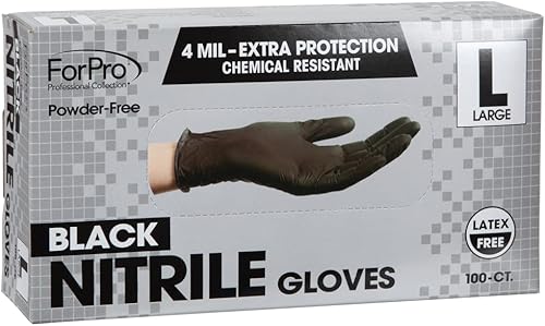 Vista 2 de ForPro Professional Collection Guantes desechables de nitrilo resistentes a productos químicos, sin polvo, sin látex, no estériles, seguros