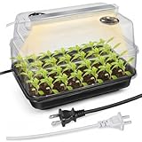 Saillong Seed Starter Tray with T8 Grow Light, Seedling Heat Tray with 15'' x 8.2'' Adjustable Height Humidity Domes, Plant Germination Propagation Kit for Planting Seeds, Mini Greenhouse Indoor