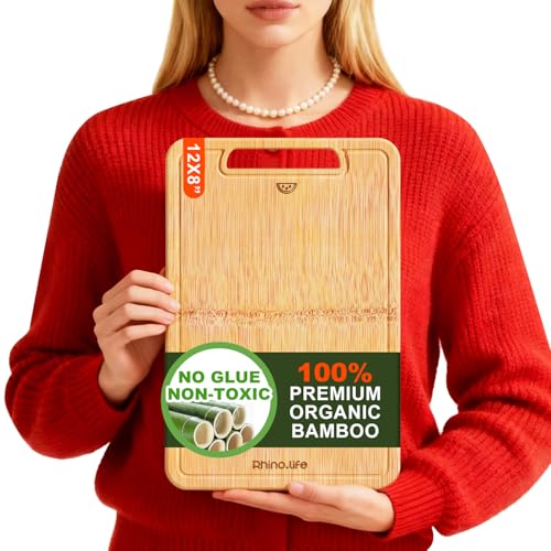 No Glue and Healthy & Organic Wooden Non Toxic Small Bamboo Cutting Board with hands for...