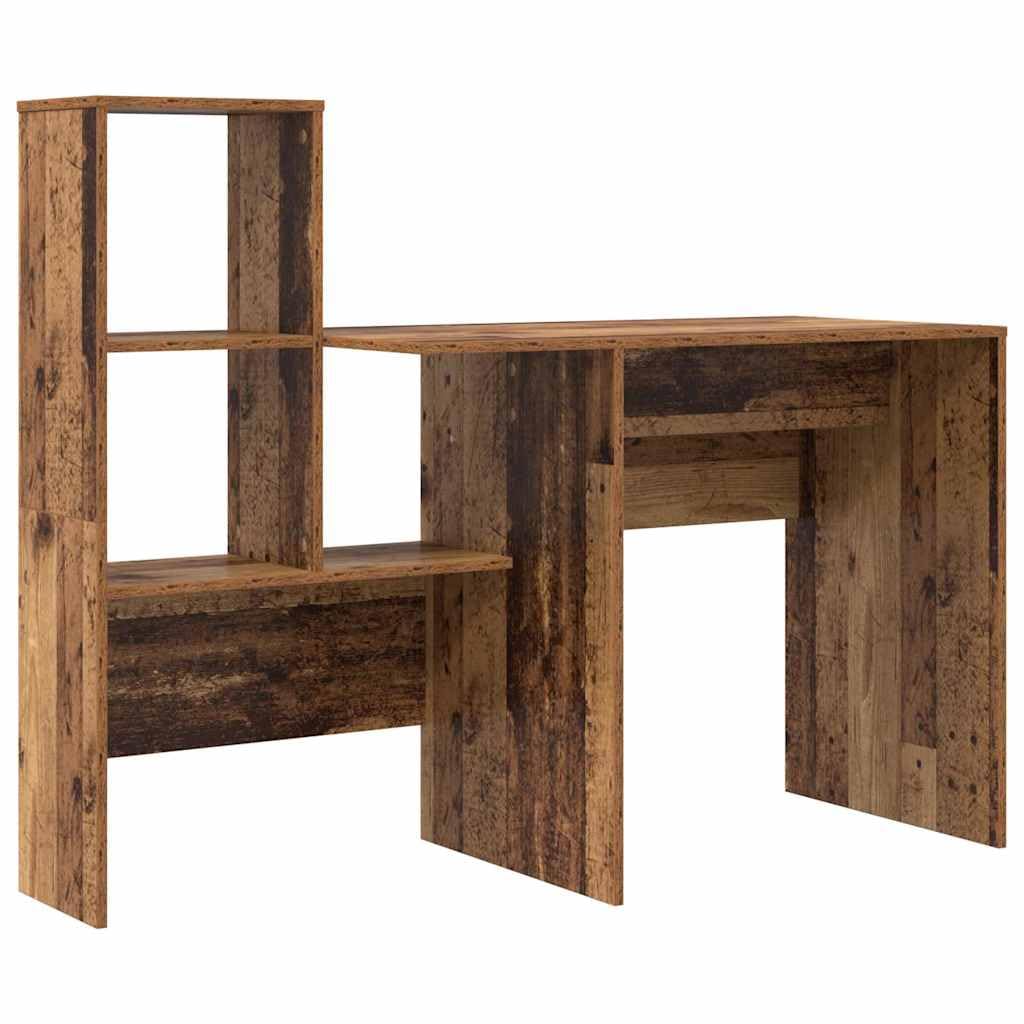 Scrivania con Scaffali Legno Vecchio 131,5x50x106,5 cm | Tavolo da lavoro compatto per ufficio a casa e studio, dotato di finitura opaca antiriflesso e ripiani integrati.