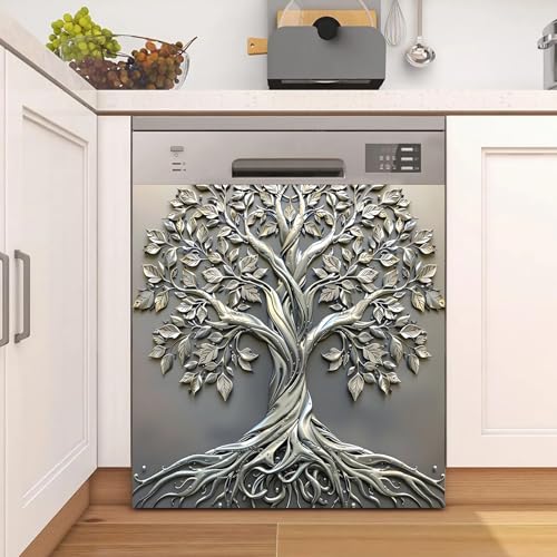 Image of Tree of Life Dishwasher Magnet Cover for Washers Fridge Cover Panel Decal Home Kitchen Decor,Washing Machine Cabinet Reusable Dishwasher Covers,26 x 23 inch