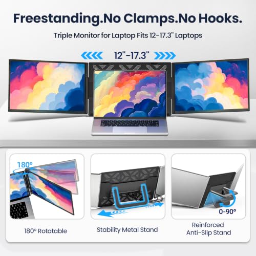 16" Laptop Screen Extender, Dual 1200P IPS Displays, No Clamps, Ultra-Slim - image 4
