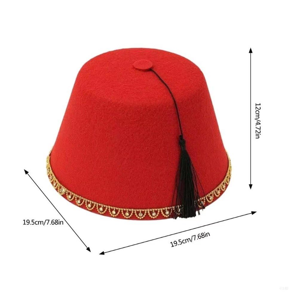 Moroccan Fez Hat, Ottoman Moroccan Cap with Tassel, Party Costume