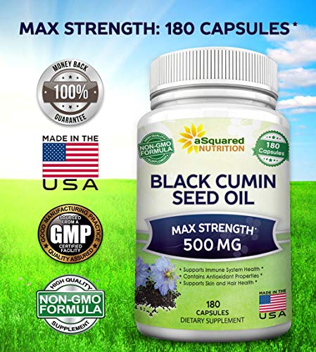 Black Cumin Seed Oil 500mg - 180 Capsules - Cold Pressed Black Seed Oil (Nigella Sativa) Supplement Pills to Support Skin & Hair Health - Virgin & First Pressing - Non-GMO - Thumbnail 5
