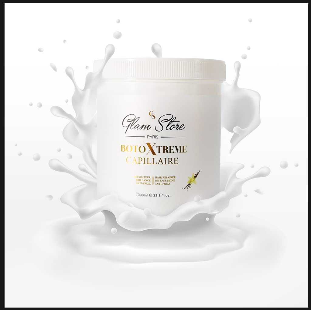 Glam Store botoxtreme masque reconstructeur capillaire - soin ultra concentré - kératine - acide hyaluronique - cheveux très abimés - 1000 mL (vanille)