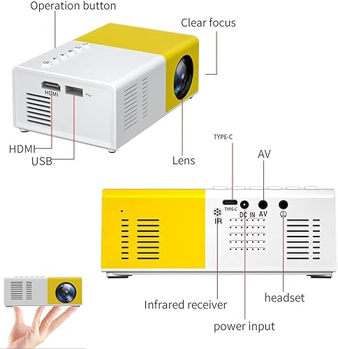 Miniatura 3 de Mini proyector High Peak, mini proyector Hi Peak, proyector con Wifi y Bluetooth - Proyector de bolsillo 2.0, mini proyector de bolsillo para cine