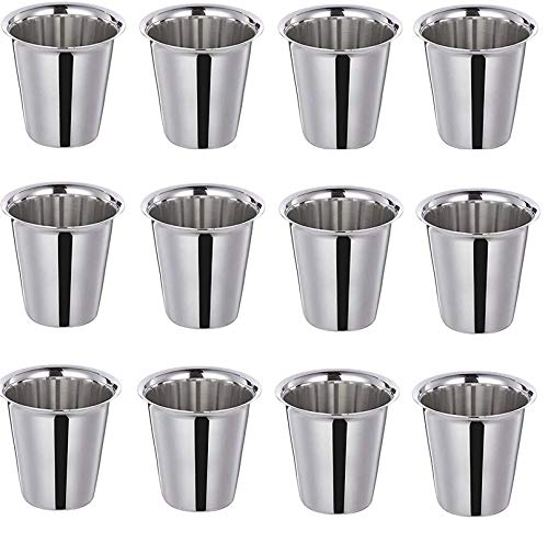 Verres en acier inoxydable lot de 12 tasses de 160 ml pour café et thé chaud