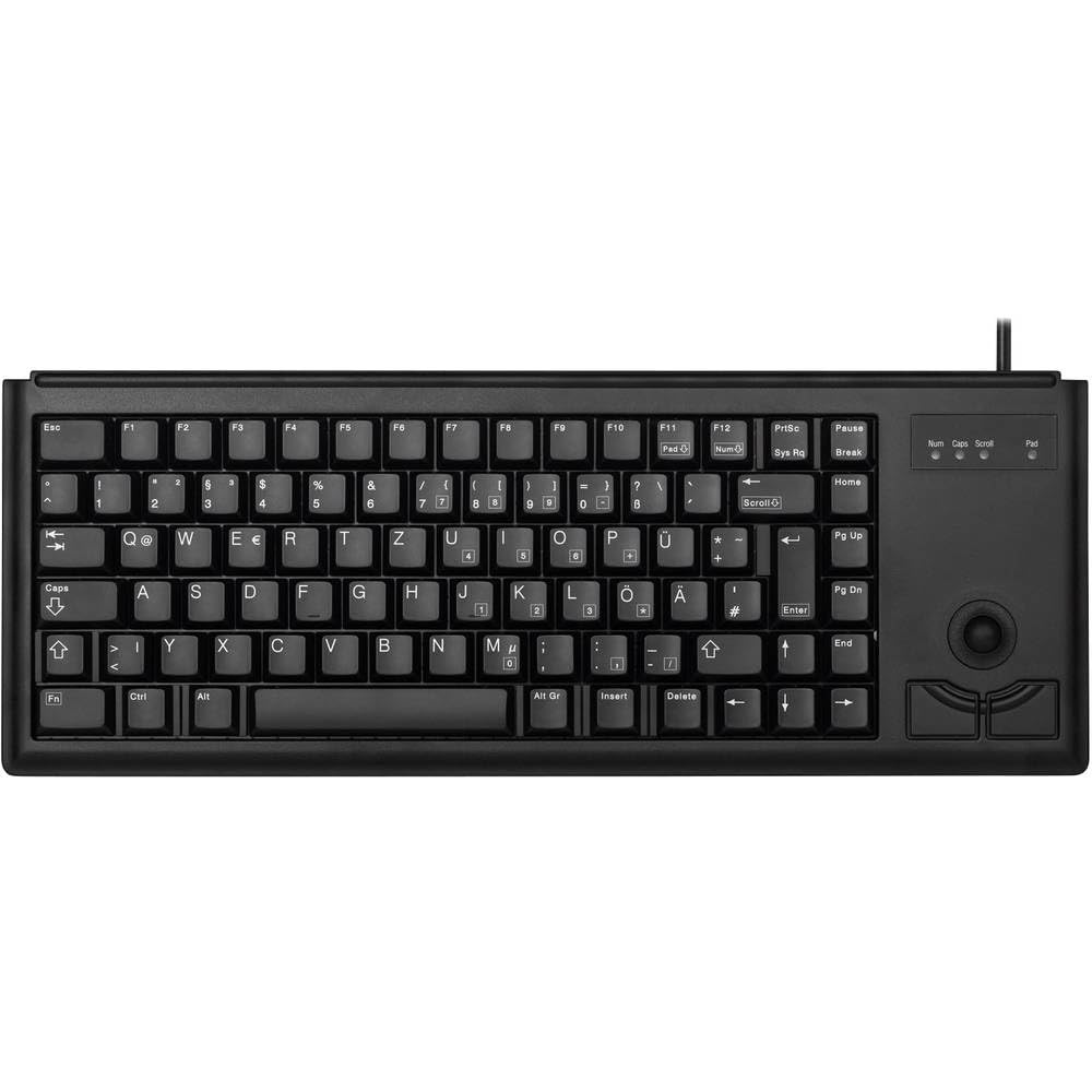 Cherry Trackball Keyboard Wired USB Compact, QWERTZ Black