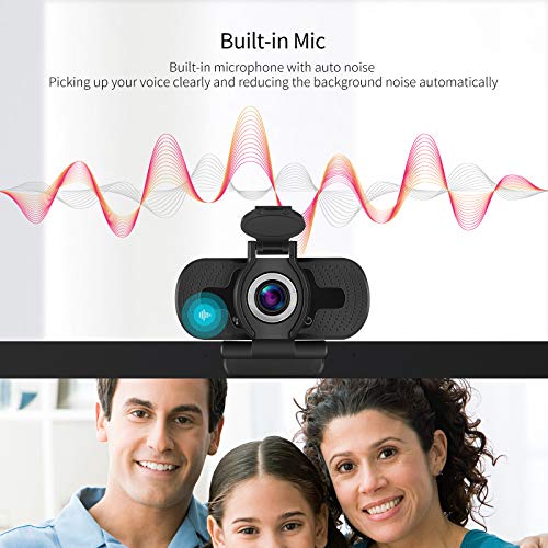 DERICAM Webcam 1080P Full HD, Webcam USB