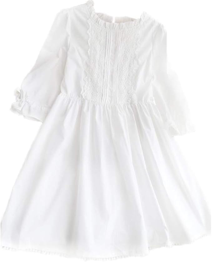 Amazon Co Jp Ptorワンピース レディース 半袖 フレアワンピース ショート丈 袖リボン 可愛い Aライン ハイウェスト 森ガール 白ワンピース ロリータ ドレス 無地 服 ファッション小物