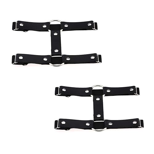 alisikee 2PCs Adjustable Elastic Leg Garter Belt, 2 Rows Fashion Thigh Garters for Women, Black/Red/Pink/White - Schwarz