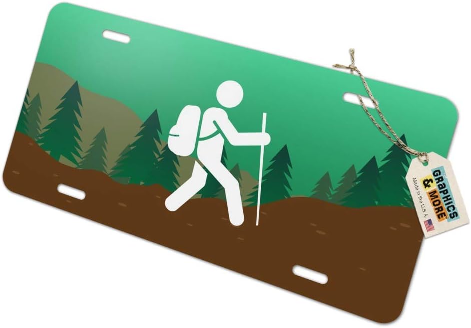 Hiker Hiking Symbol Mountain Nature Novelty Metal Vanity Tag License Plate