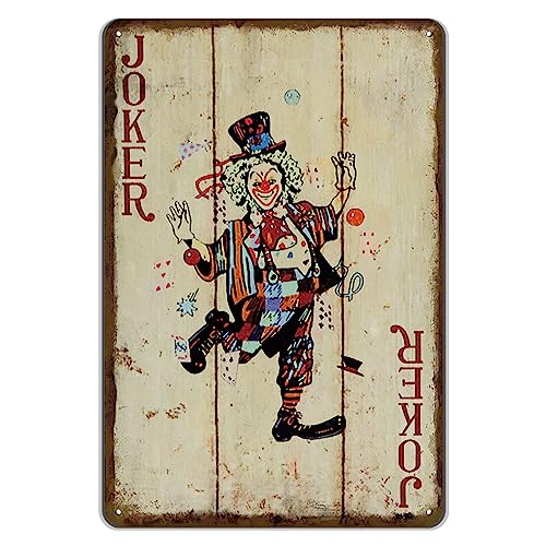 Vintage Poker Wall Decor Metal Sign Retro tin Sign Wall Decorative Signs for Man Cave Home Cafe Pub bar Shop 12x8 Inch JOKER