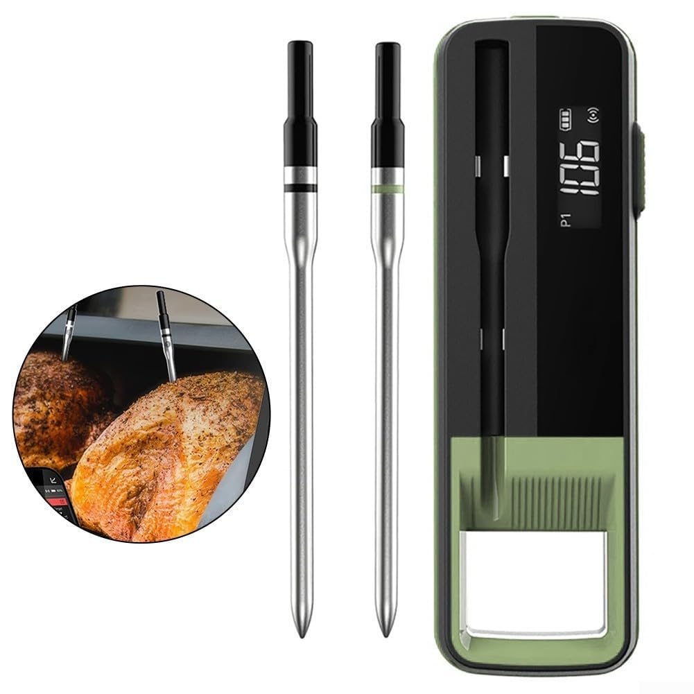 Kabelloses Fleischthermometer BBQ Sonde mit App-Steuerung, Ferngrill mit Edelstahl-Sensor, digitales Kochmessgerät für Outdoor-Grill, große Reichweite bis zu 100 m (einzeln)