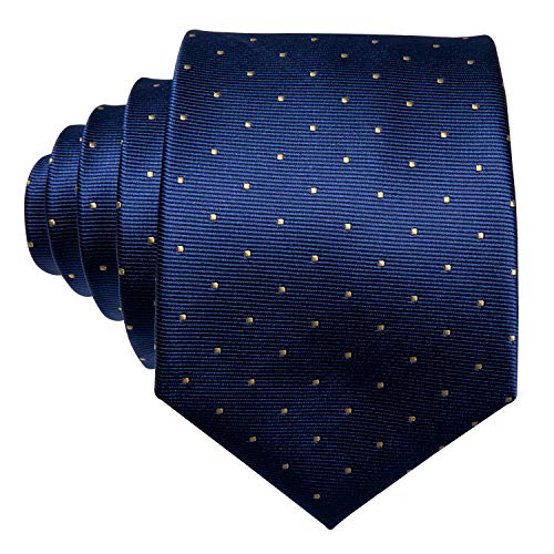 Image of Barry.Wang Ties for Men Silk Tie Sets Polka Dot Woven Necktie Pocket Square Cufflinks Business Wedding